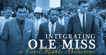 John F. Kennedy Presidential Library's account of James Meredith, the African-American student whose attempt to register at the University of Mississippi in 1962 led to a showdown between state and federal authorities and the storming of the campus by a segregationist mob. JFK Library "Ole Miss" microsite
