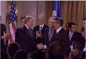 Jimmy Carter and Omar Torrijos at the ceremony for signing the Panama Canal Treaty (1977) - U.S. Department of State