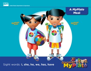 DMP Emergent Reader about a complete MyPlate meal